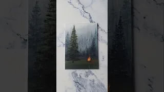 forest campfire landscape painting acrylic painting idea for beginners