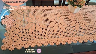 CAMINHO DE MESA EM CROCHÊ FILÉ/TRILHO DE MESA-LINDO FÁCIL DE FAZER-PARTE 02 #semprecirculo #crochet