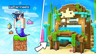 💜I Built an AQUARIUM on ONE BLOCK In Minecraft🧜🏼‍♀️