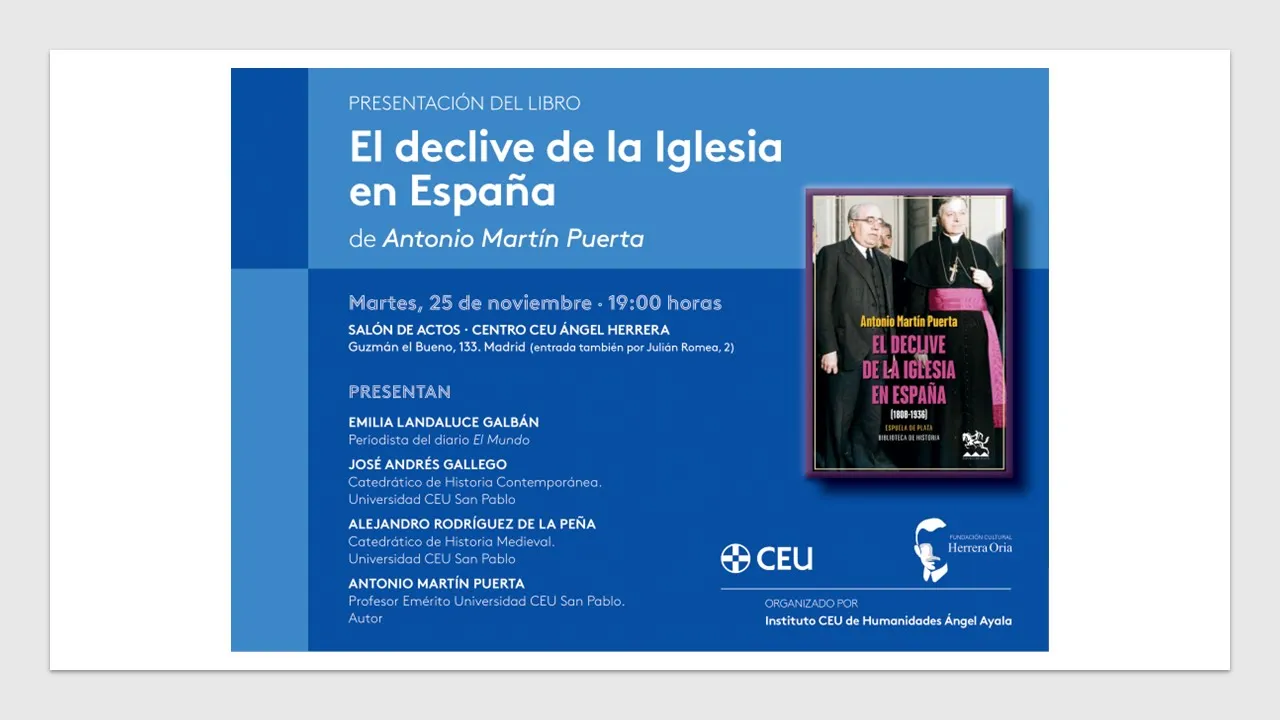 Presentamos "El declive de la Iglesia en España" (1808-1936), último libro de Antonio Martín Puerta