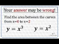 Area between y x 3 and x 2 x 0 2