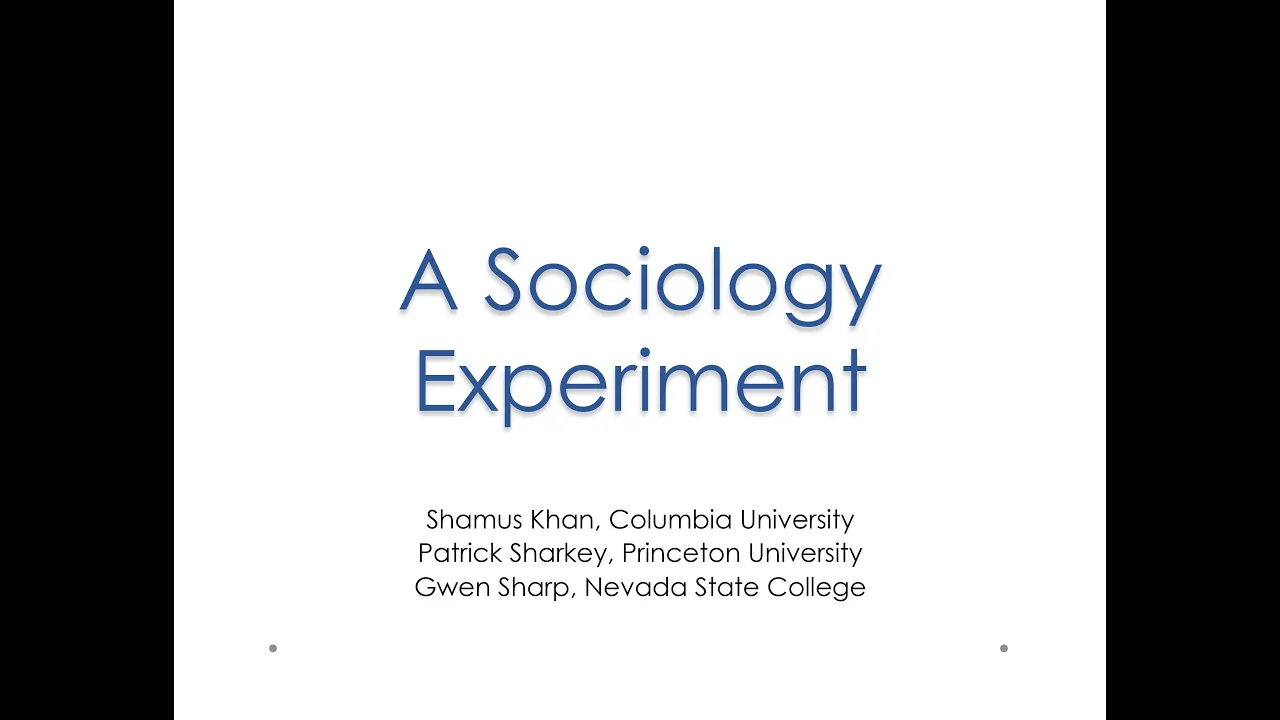 A Sociology Experiment Chapter 1, Part 1: An Introduction to Sociology