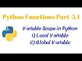 Python Function PT-5 1 Variable Scope Global Local Variables CLASS 12 XII Computer Science