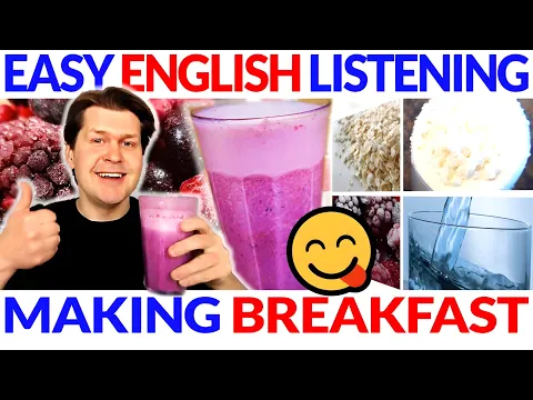 What I Have For Breakfast 😋🍓 Making A Berry Smoothie | Beginner English Comprehensible Input Lesson