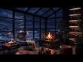 Glass Conservatory Library by the Sea | 3 Hours Soft Ocean Waves & Cozy Fireplace for Sleep 🌊
