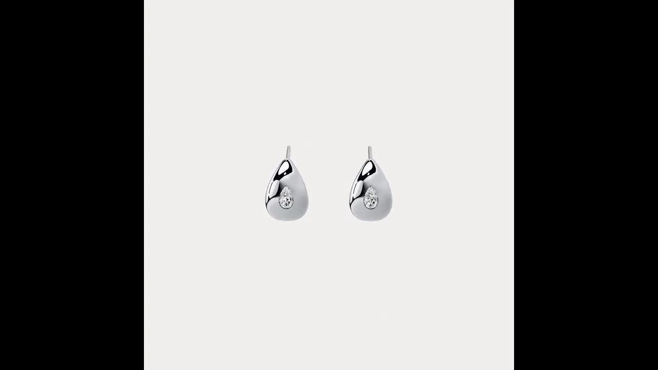 Pear Lab-Grown Diamond Sculptural Huggie Earrings in 925 Sterling Silver