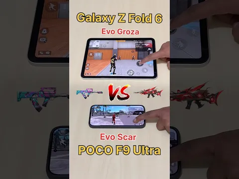 Galaxy Z Fold 6 vs POCO F9 Ultra😈Evo Scar vs Evo Groza vs 90FPS vs 120FPS vs S22 #shorts #freefire