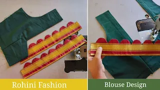 Scallop blouse back neck design | Cutting and stitching back neck design @RohiniFashion 