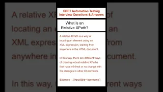 SELENIUM Relative XPath - SDET Automation Testing Interview Questions Answers