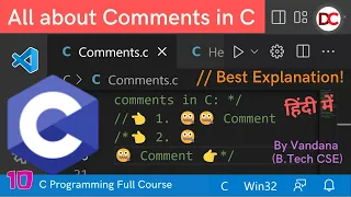 C Language Tutorial for Beginners Comments in C Single Line Comment Multiple Line Comment HIndi