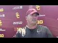 USC offensive line coach Josh Henson talks right guard battle Elijah Page s growth and more
