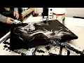 Stay CLASSY BLACK and WHITE Acrylic Paint Blowout Liquid Art