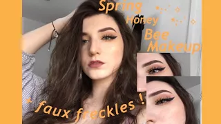 Spring yellow honey bee makeup faux freckles