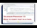 Selenium Program 13 How To Verify Text In A Page