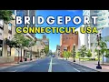 Connecticut Driving Tour, USA: Downtown Bridgeport CT - 4k