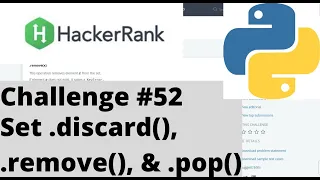 Hackerrank Python Challenge Set discard remove pop