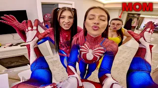 SPIDER-MAN CAN'T GET RID OF THE NEIGHBOR GIRLS IN LOVE AND HER MOM!(Spider-Man in Real Life Story)