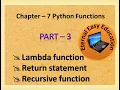 TN 12th computer science chapter - 7 Python functions part 3 Lambda function Recursion function