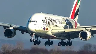 14 big plane landings airbus a380 boeing 767 b787 4k 