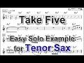 Lagu Take Five (Am Key for Tenor Sax) - Easy Solo Example for Tenor Sax