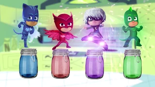 Learn Colors With Pj Masks Colorful Painting Bottles Finger Family Nursery Rhymes 