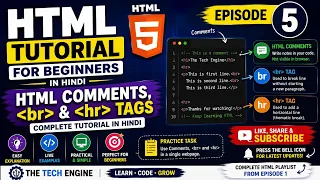 HTML Tutorial for Beginners in Hindi Episode 5 HTML Comments br hr Tags Explaine