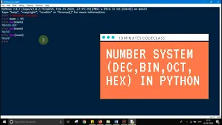 Number System Dec Bin Oct Hex in Python Full Python Beginner Course