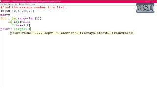 GE8161 Problem Solving and python Programming Laboratory 06 Maximum in a list