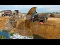 Be Amazing video of rock being dropped into the deepest lake ever by a 25Ton \u0026 KOMATSU Dozer pushing