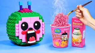 LEGO Among Us in Real Life - How to Make Cocomelon Mukbang Spicy LEGO Food - Stop Motion Cooking