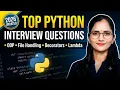 Python Interview Questions Answers 2026 OOP Exception Handling File Handling Decorators L