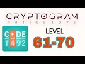 Cryptogram Letters and Numbers 61 62 63 64 65 66 67 68 69 70