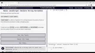 23 - Learn Basic JavaScript Declare String Variables
