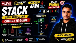 LIVE Stack Data Structure in Java Push Pop Peek Explained DSA with Java
