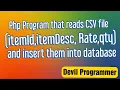 Php program to read csv file and insert them into database Devil Programmer