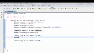 Java GUI - Add MENU BAR TUTORIAL help Swing JMenuBar JMenu