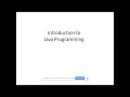 Java Programming - Introduction