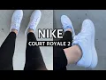 NIKE COURT ROYALE 2 WHITE SHOES UNBOXING TRY ON