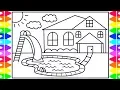How to Draw a Swimming Pool for Kids Swimming Pool Drawing Swimming Pool Coloring Pages for Kids