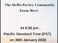 HELLO POETRY COMMUNITY MONTHLY MEET ON 30TH JANUARY 2026