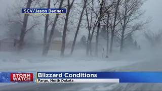 Drone Shows Whiteout Conditions Near Fargo North Dakota