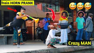 Viral Train HORN PRANK 😅| Best of Train horn prank on public reaction...