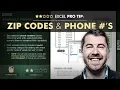 EXCEL PRO TIP Zip Codes Phone Numbers