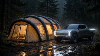 🌧Luxury Camping In Heavy Rain | Cozy Inflatable Tent Shelter In Amazon Rainforest | Rain Sounds