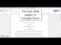Format paper in APA 6th edition with Google Docs