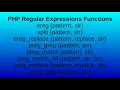 PHP Regular Expres sions Functions