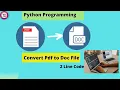 Pdf file to doc file using Python Programming pypdf2docx Infoanil