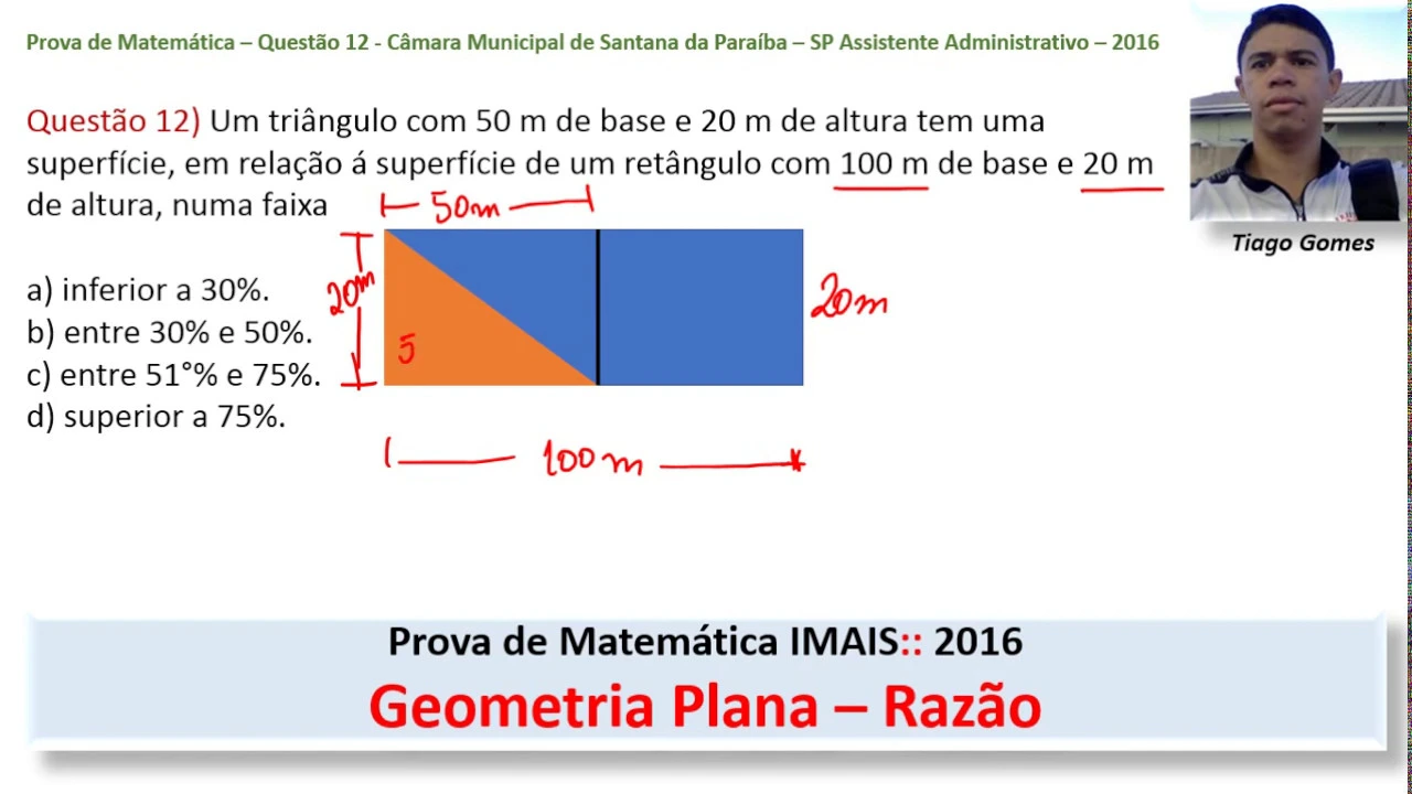 Geometria Plana Q12 Prova de Matemática Instituto Mais - IMAIS 2006 Assistente Administrativo
