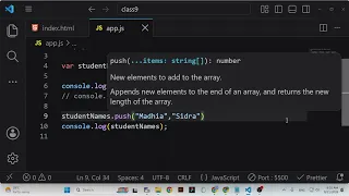 JavaScript Class 8 Part 1 Array Methods - pop push shift unshift slice splice includes