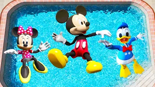 Download GTA 5 Mickey Mouse, Minnie \u0026 Donald Duck Jumping Into Pool (Euphoria Physics/Ragdolls) MP3